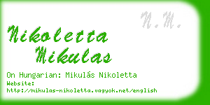 nikoletta mikulas business card