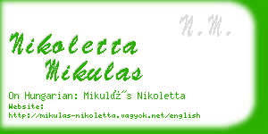 nikoletta mikulas business card